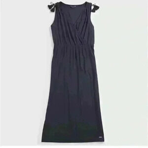 Nautica Navy Sleeveless Preppy Knit Midi Capsule Dress M Coastal Chic Minimalist